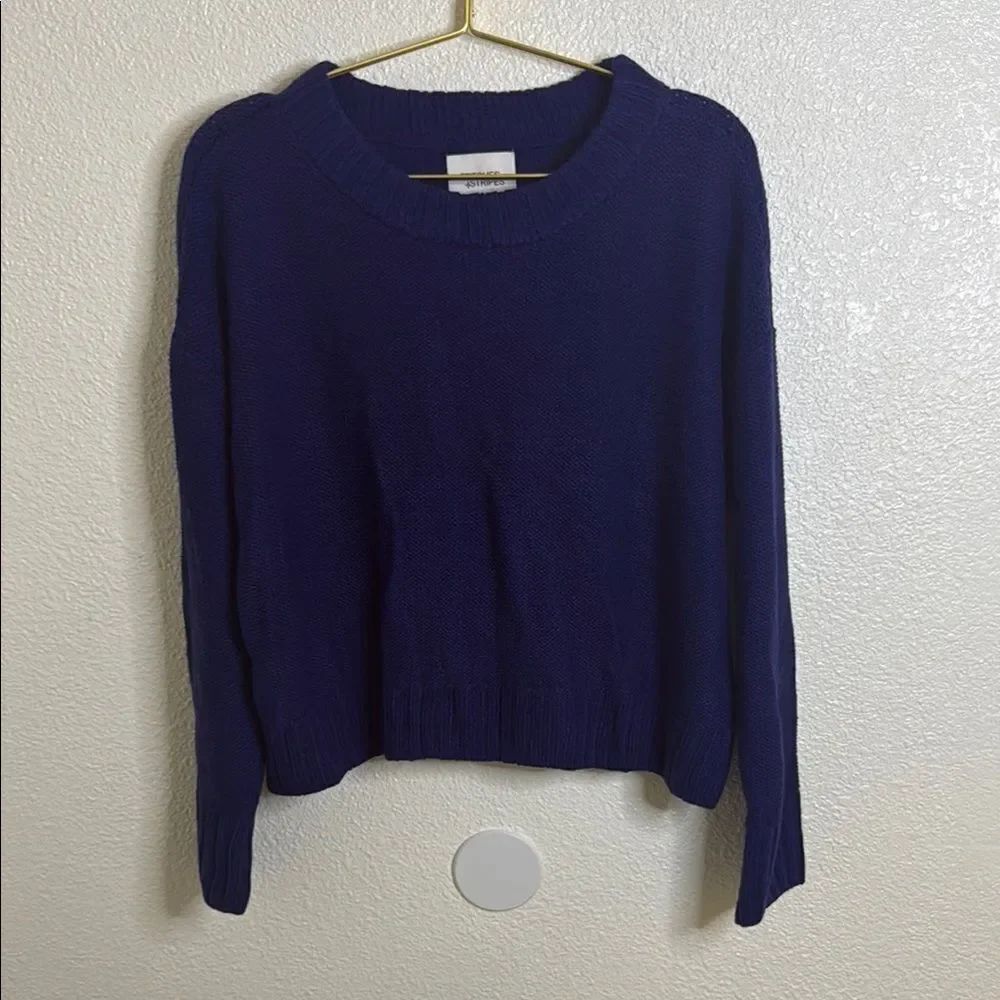 NWT- STITCHES + STRIPED- Women's sapphire Blue Sweater- Walker Pullover
